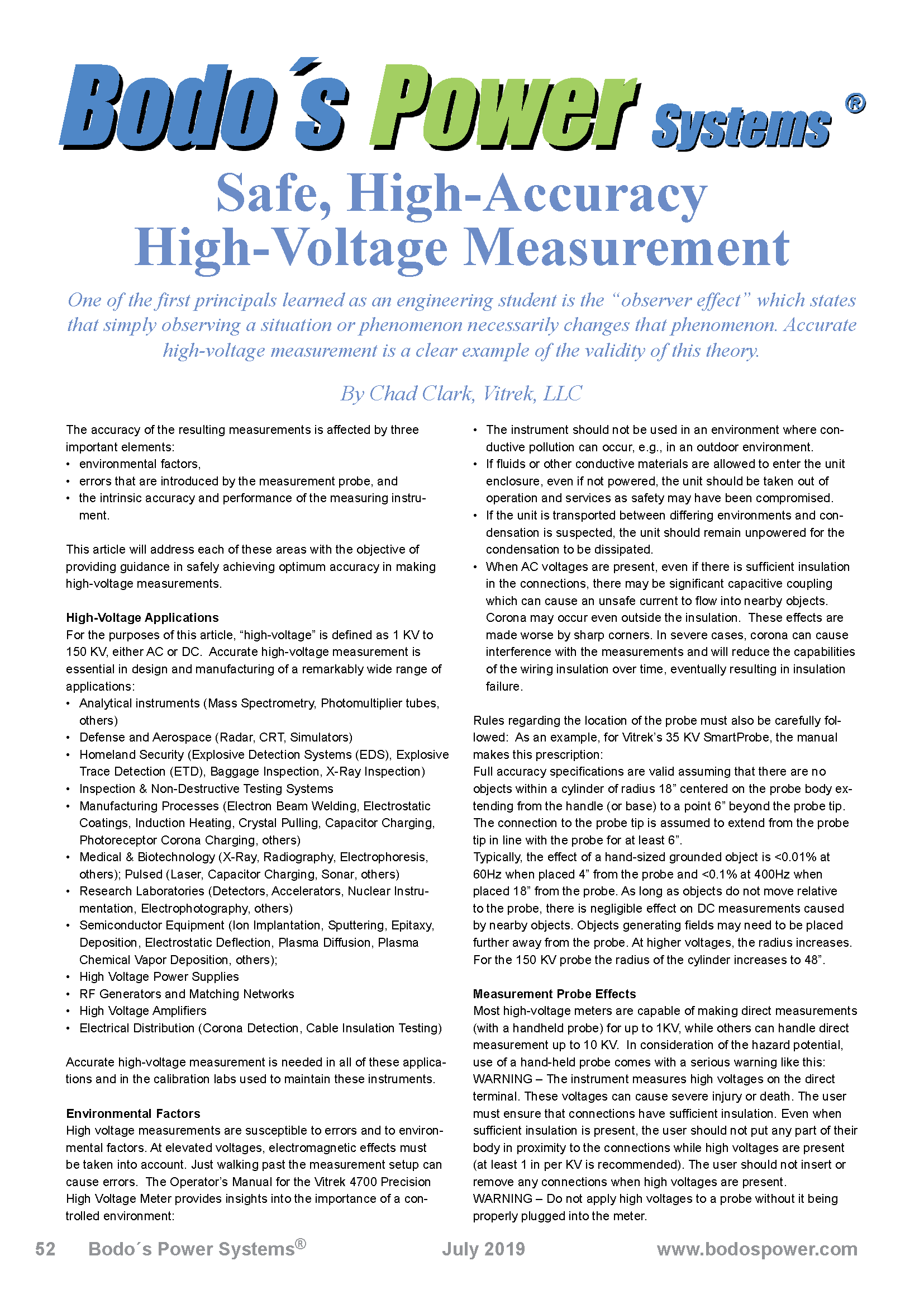 bodo power safe high accuracy high voltage measurement