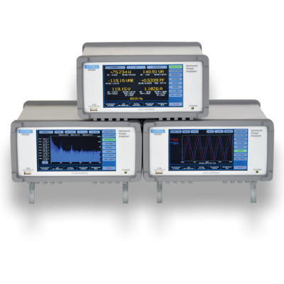 Figure 1. Power Analyzer screens are designed to display test setup, digital display of measurements as well as scope presentation of data.