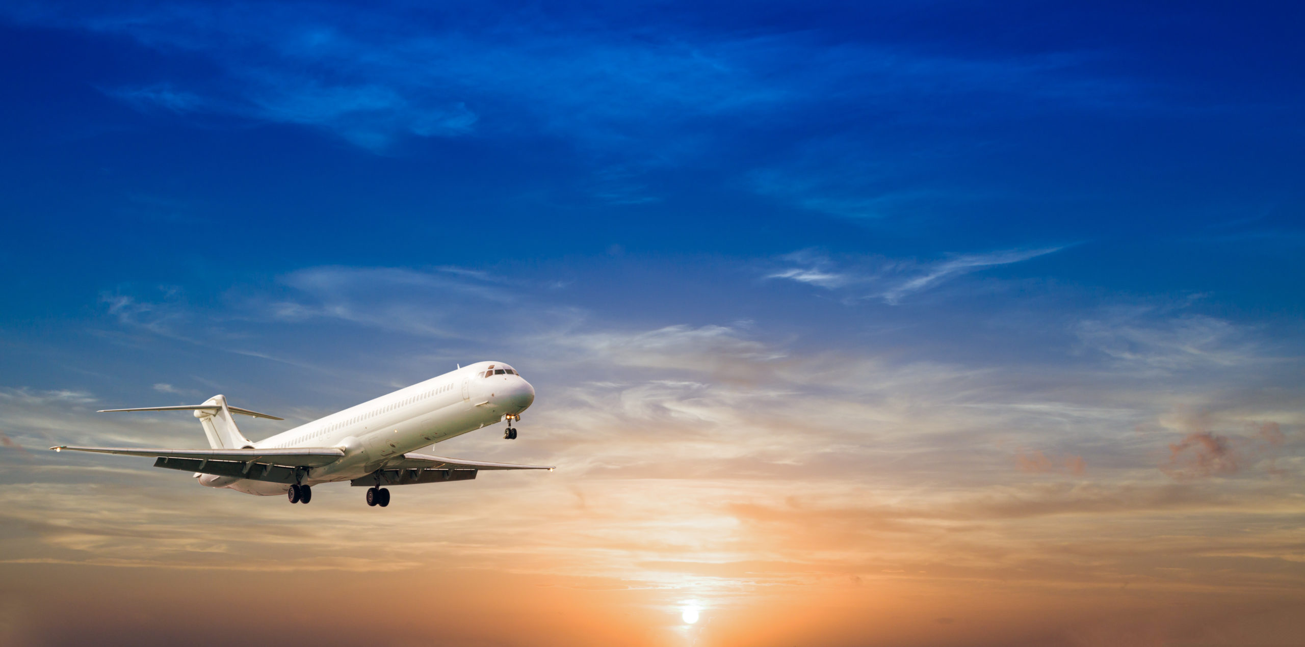 commercial jet airplane in flight