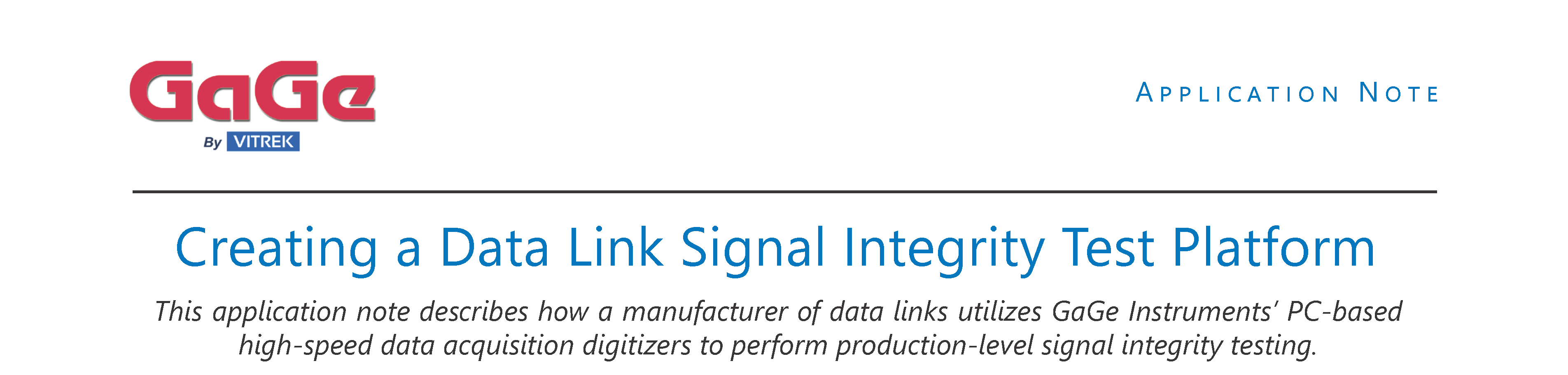 GaGe Data Link Signal Integrity Test Platform App Note_Page_1 header