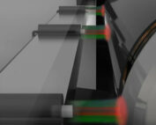Animation of 3 MTI Instruments capacitance sensors measuring the thickness of non-woven conductive film
