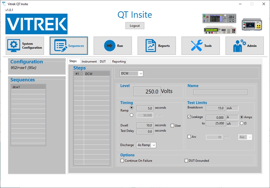 Test Sequence Setup