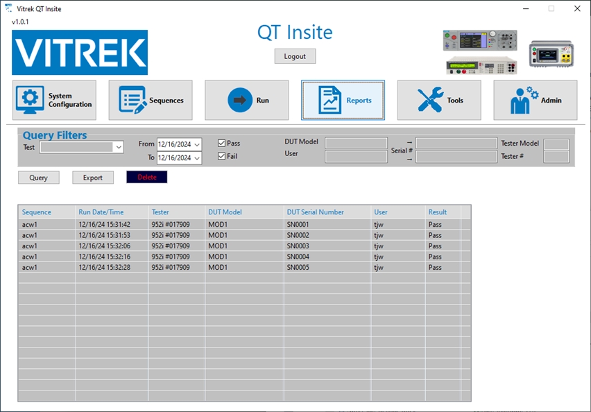 Test report database search