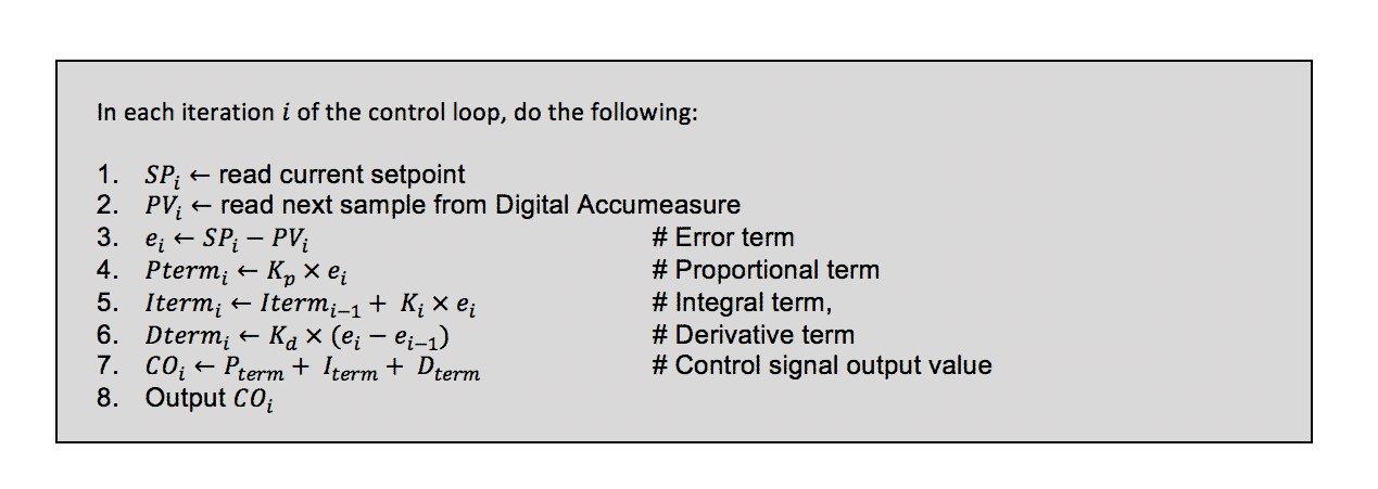 Figure 4 – High-level description of control algorithm being run by the RTOS control processor